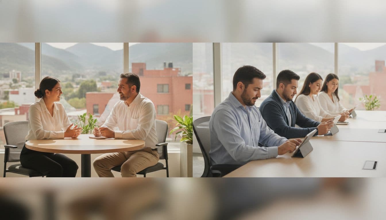 Colaboradores en una evaluación de bienestar laboral