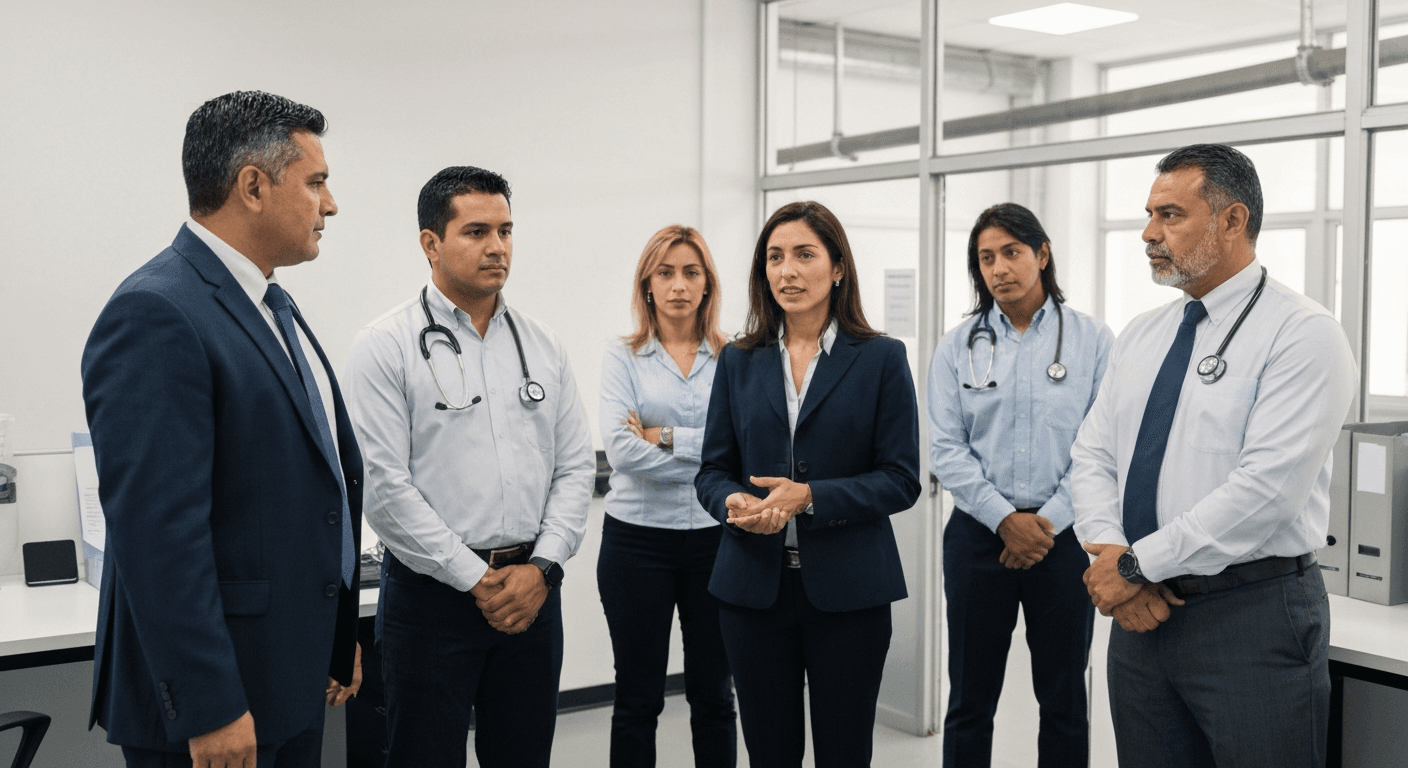 Profesionales de la salud ocupacional asesorando a una empresa mexicana sobre servicios preventivos STPS.